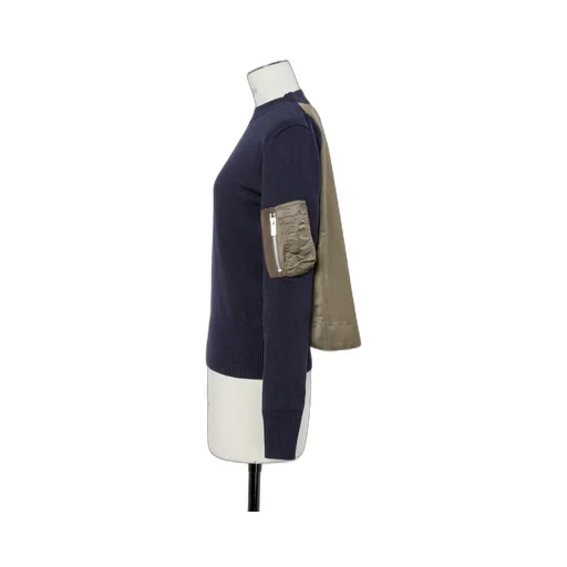 Nylon Twill X Cotton Knit Pullover