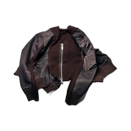Nylon Twill X Knit Cardigan