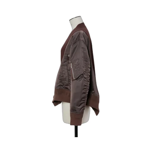 Nylon Twill X Knit Cardigan