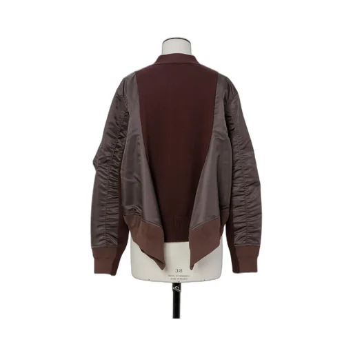 Nylon Twill X Knit Cardigan