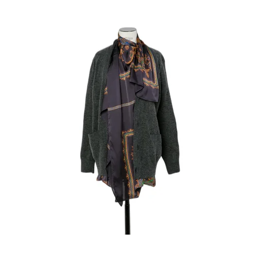 Paisley Print X Wool Knit Cardigan