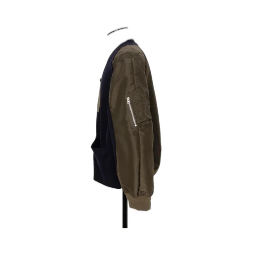 Nylon Twill X Knit Cardigan