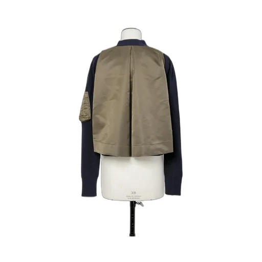 Nylon Twill X Cotton Knit Cardigan