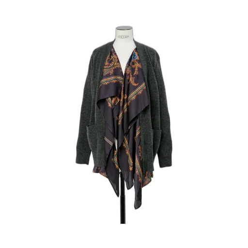 Paisley Print X Wool Knit Cardigan