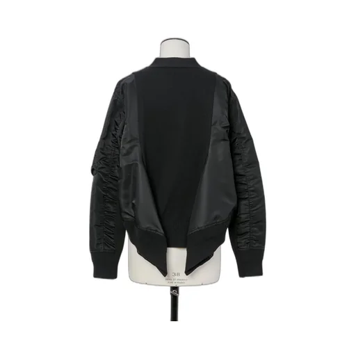 Nylon Twill X Knit Cardigan