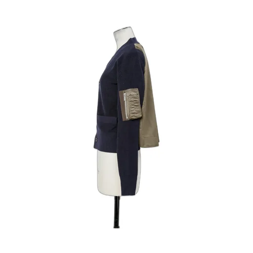 Nylon Twill X Cotton Knit Cardigan