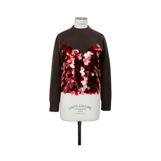 Sequin Embroidery X Wool Knit Pullover