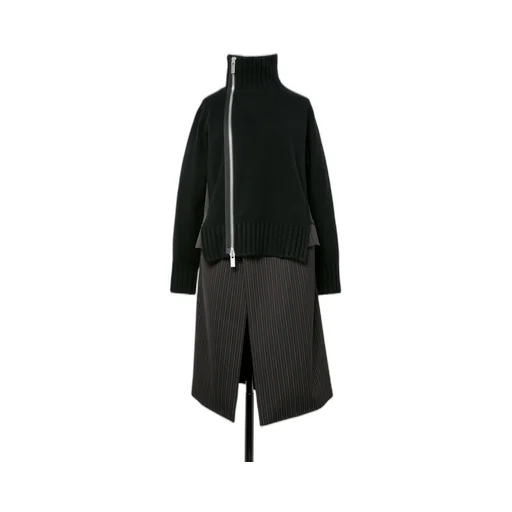 Stripe Doeskin X Wool Knit Coat Dress