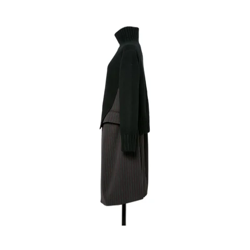 Stripe Doeskin X Wool Knit Coat Dress