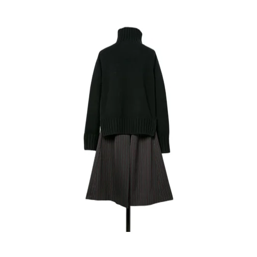 Stripe Doeskin X Wool Knit Coat Dress