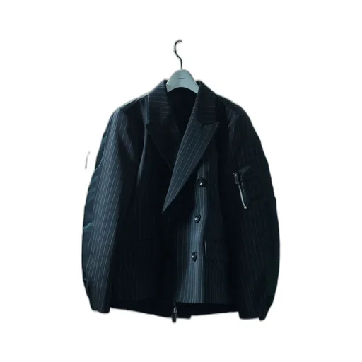 Stripe Doeskin X Nylon Twill Jacket