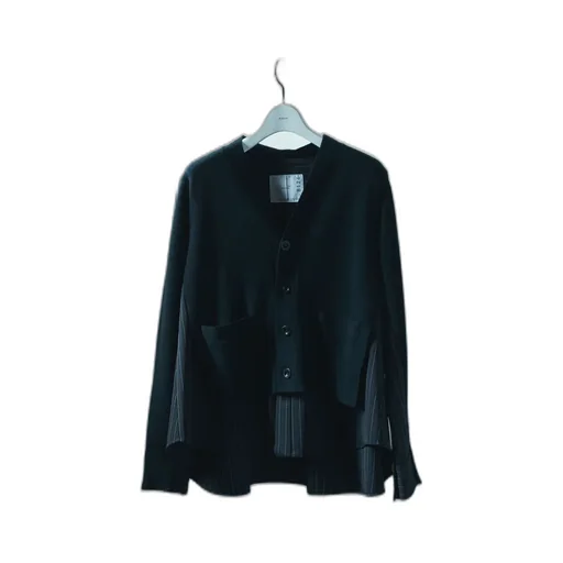 Stripe Doeskin X Wool Knit Cardigan