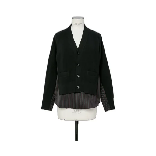 Stripe Doeskin X Wool Knit Cardigan