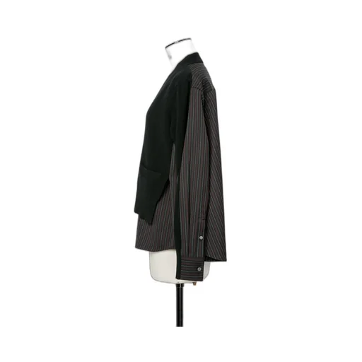 Stripe Doeskin X Wool Knit Cardigan