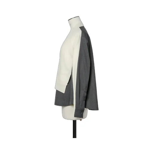 Stripe Doeskin X Wool Knit Cardigan