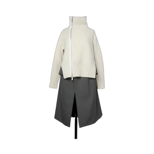 Stripe Doeskin X Wool Knit Coat Dress