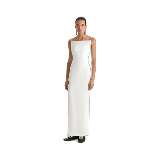 Sliced Long Dress In Crepe Cady