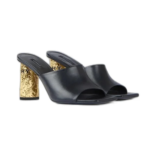 Tape Heeled Mules In Leather