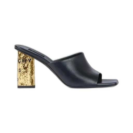 Tape Heeled Mules In Leather