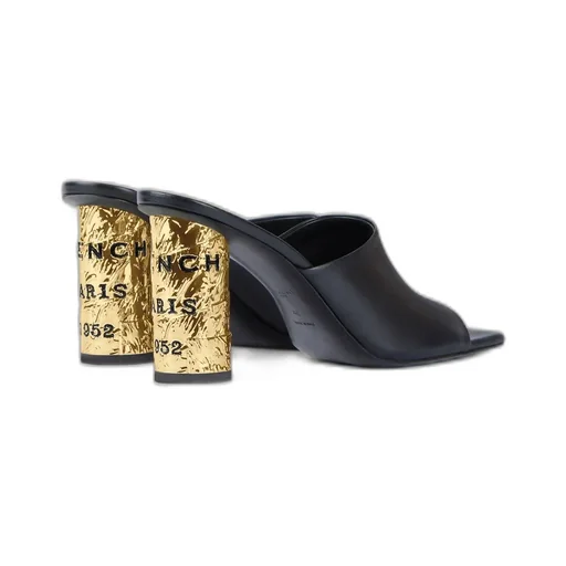 Tape Heeled Mules In Leather