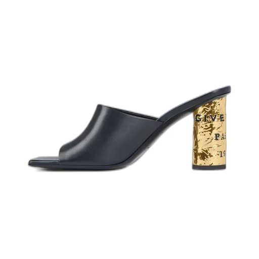 Tape Heeled Mules In Leather