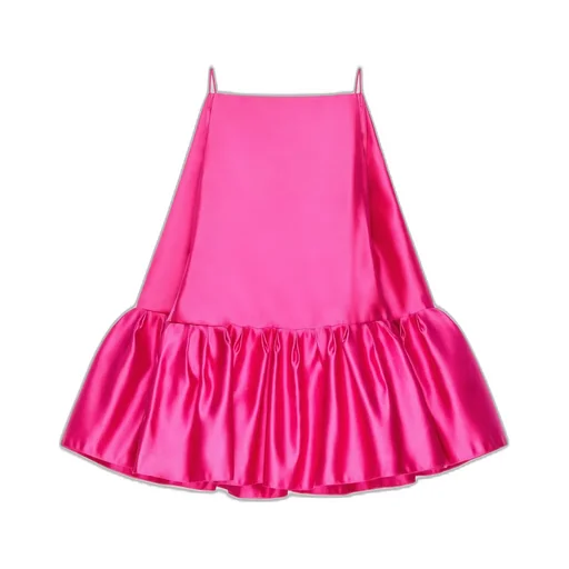 Sliced Mini Ruffled Dress In Satin
