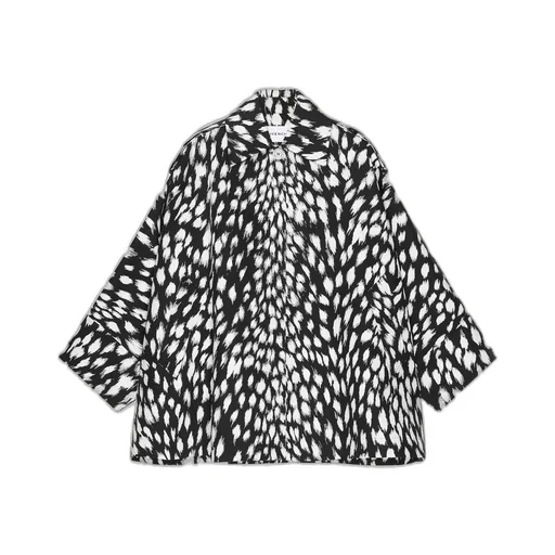 Cocoon Short Trench In Cotton With Animal Print