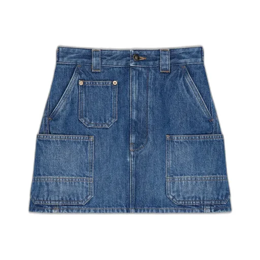 Mini Cargo Skirt In Medium Blue Denim