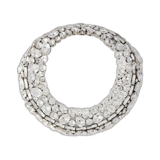 Bold Crystals Torque Necklace In Metal And Crystals