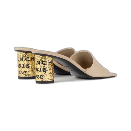 Tape Heeled Mules In Leather