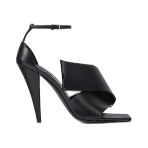 Sliced Square Heeled Sandals In Leather