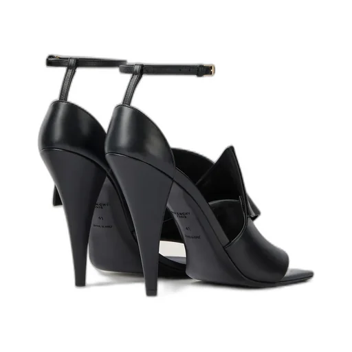 Sliced Square Heeled Sandals In Leather