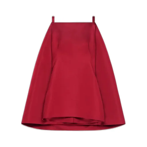Sliced Mini Dress In Satin With Cape