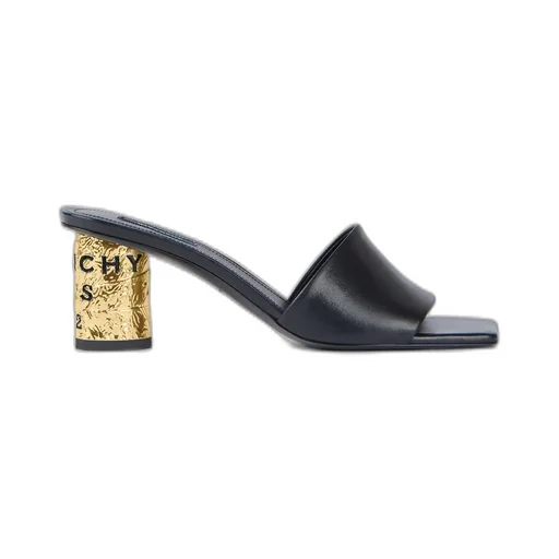 Tape Heeled Mules In Leather