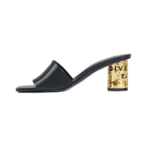 Tape Heeled Mules In Leather