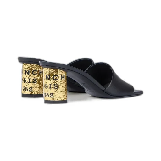 Tape Heeled Mules In Leather