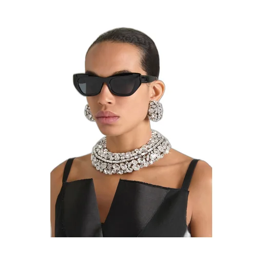 Bold Crystals Torque Necklace In Metal And Crystals