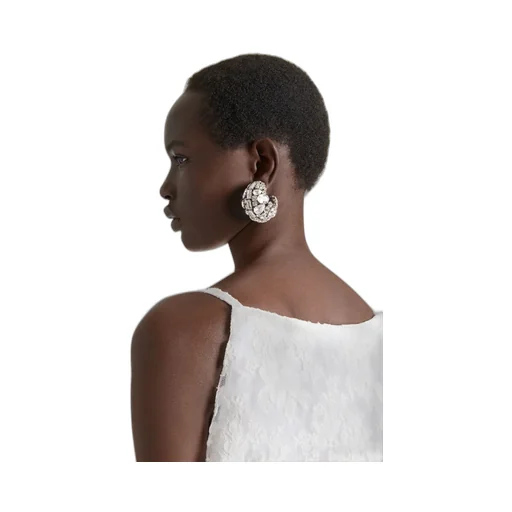 Bold Crystals Clip Earrings In Metal And Crystals