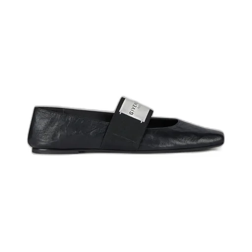 Sliced Square Ballerinas In Textured-Effect Leather