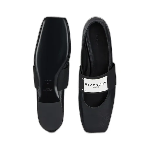 Sliced Square Ballerinas In Textured-Effect Leather