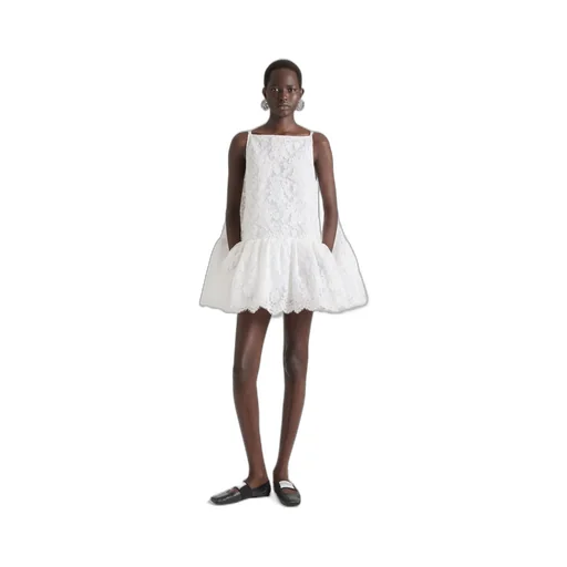 Sliced Mini Ruffled Dress In Lace