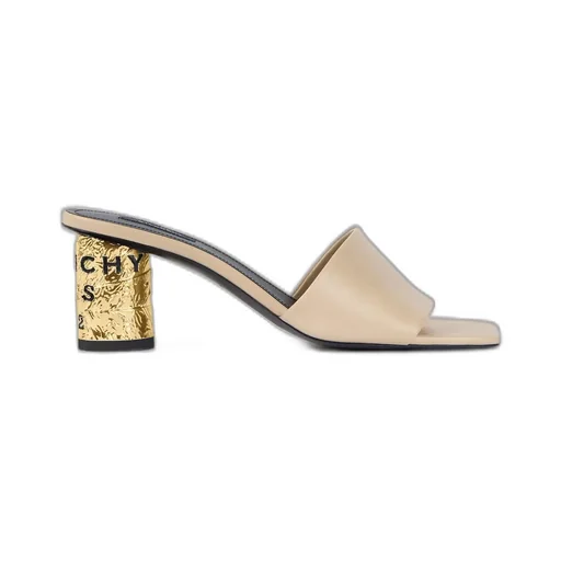 Tape Heeled Mules In Leather