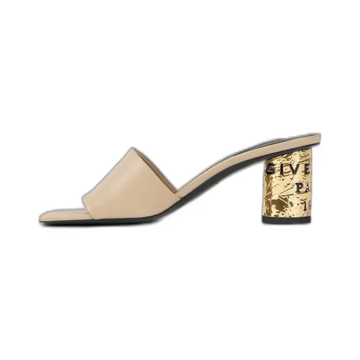 Tape Heeled Mules In Leather