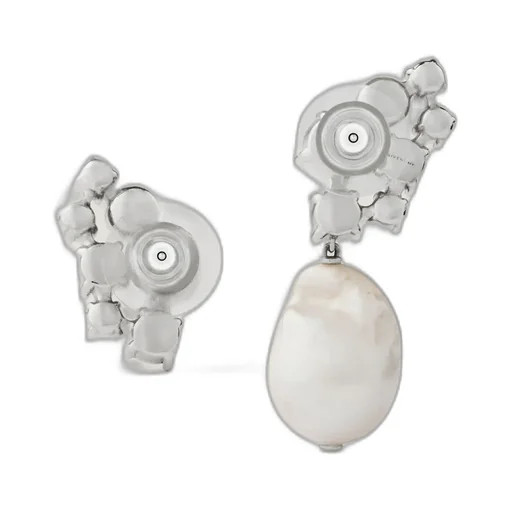 Crystal Pearl Asymmetric Earrings In Metal, Crystals And Pearls