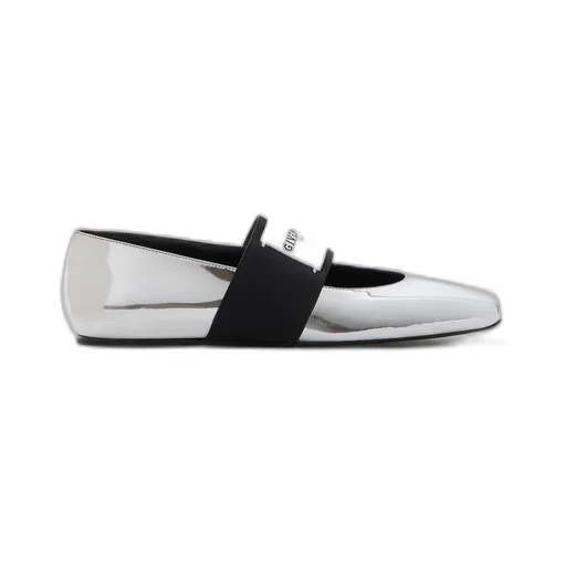 Sliced Square Ballerinas In Mirror Effect Leather