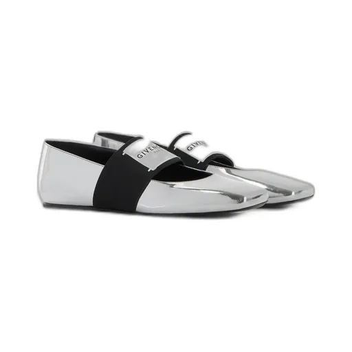 Sliced Square Ballerinas In Mirror Effect Leather