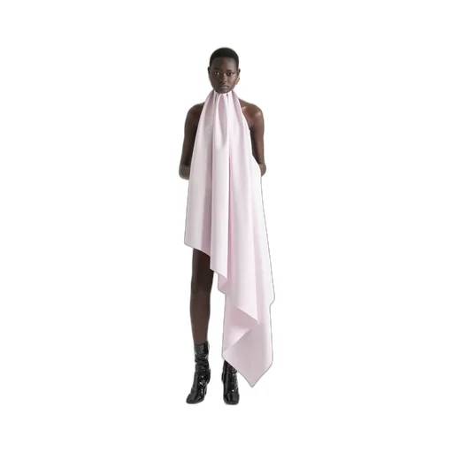 Asymmetric Halterneck Dress In Leather