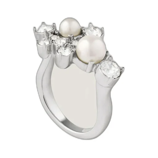Crystal Pearl Ring In Metal, Crystals And Pearls