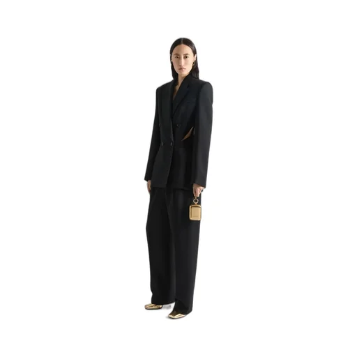 Slashed Double Pleat Pants In Wool