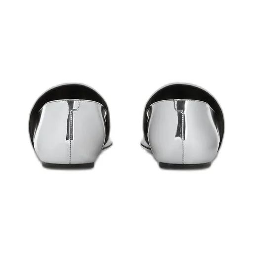 Sliced Square Ballerinas In Mirror Effect Leather